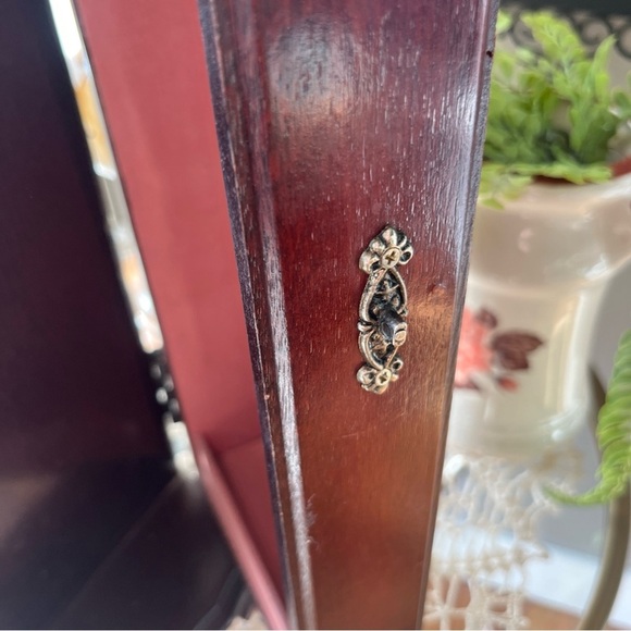 Vintage Powell Wood Jewelry Box 7 Drawer Two Doors Mirror Bombay Style Dark Tone - Picture 4 of 12